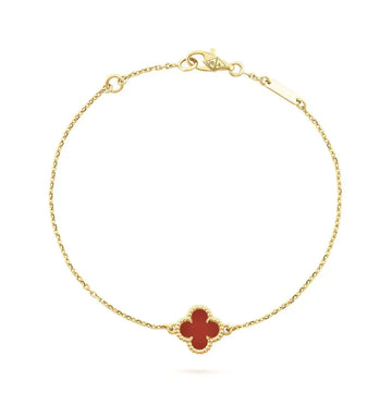 [Royal&Vicky]CLOVER  CARNELIAN SINGLE FLOWER BRACELET