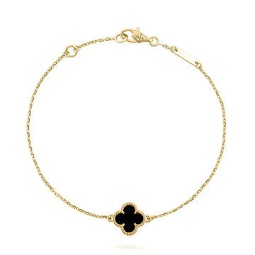 [Royal&Vicky]CLOVER ONYX SINGLE FLOWER BRACELET