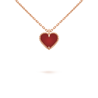 [Vicky]SWEET CLOVER CARNELIAN HEART NECKLACE