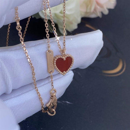 [Vicky]SWEET CLOVER CARNELIAN HEART NECKLACE
