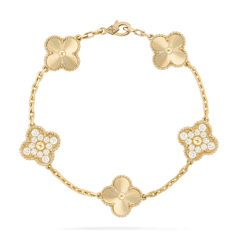 [Vicky]CLOVER BRACELET 5 MOTIFS GOLD DIAMOND