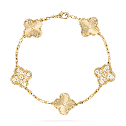 [Vicky]CLOVER BRACELET 5 MOTIFS GOLD DIAMOND