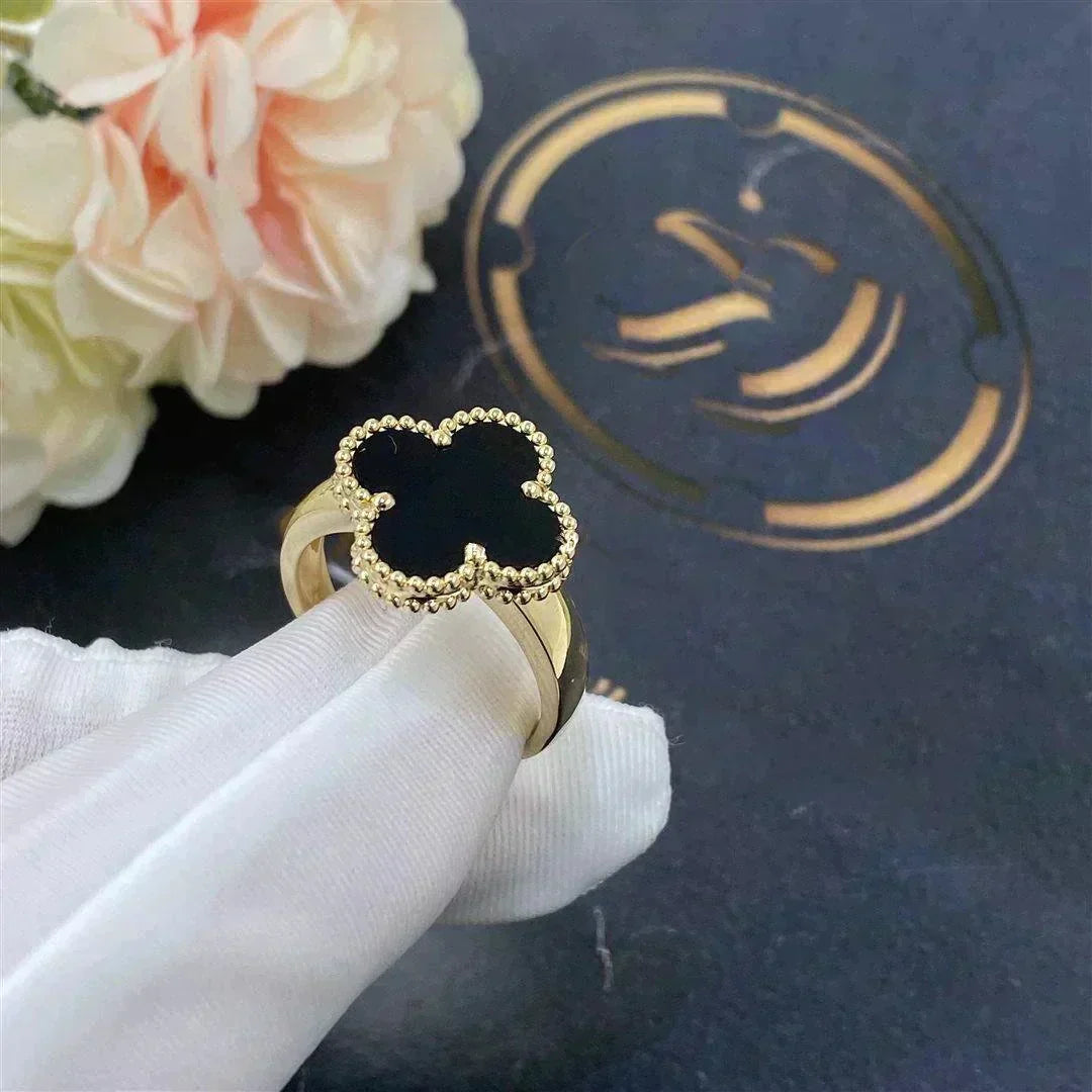 [Royal&Vicky]CLOVER ONYX RING