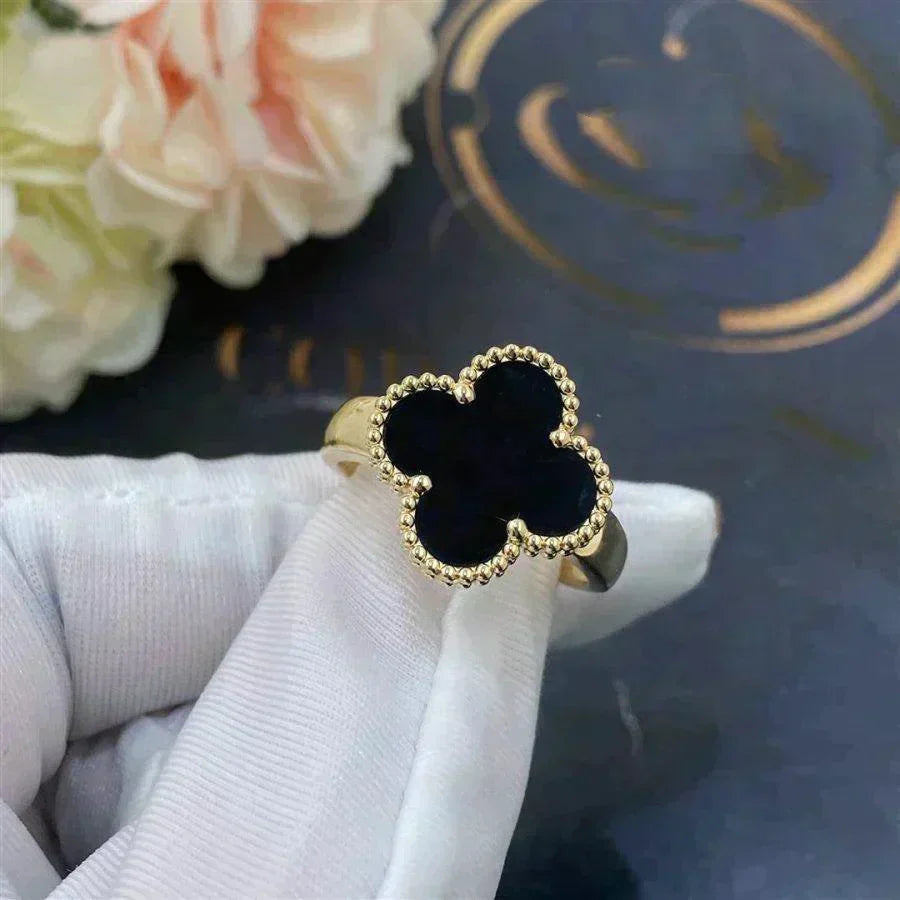 [Royal&Vicky]CLOVER ONYX RING