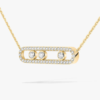 [Vicky] Move Pave_ Rose Gold Diamond Necklace