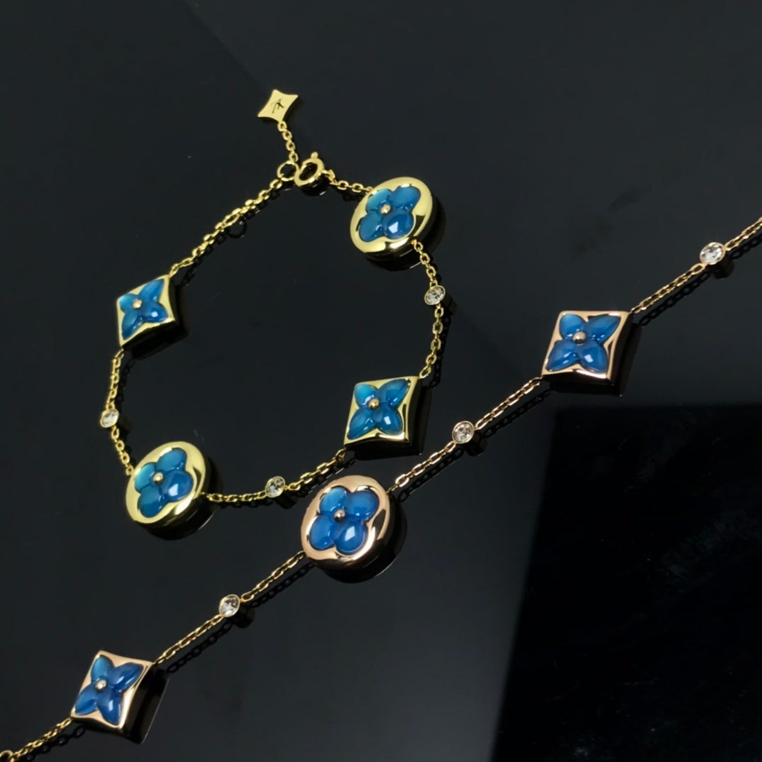 [Vicky]STAR AND SUN 4 MOTIF BLUE BRACELET