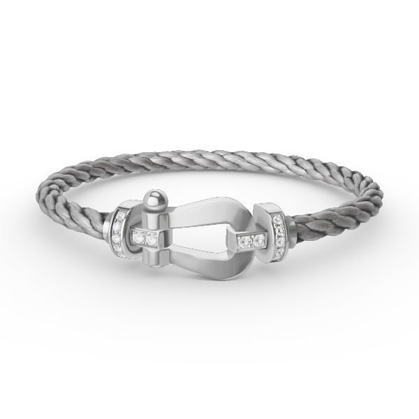 [Royal&Vicky]FORCE LARGE HORSESHOE HALF DIAMOND BRACELET SILVER