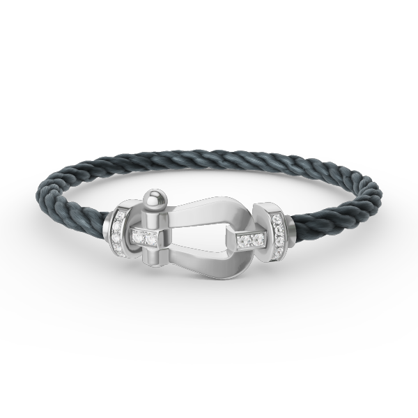 [Royal&Vicky]FORCE LARGE HORSESHOE HALF DIAMOND BRACELET SILVER