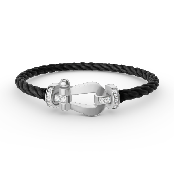 [Royal&Vicky]FORCE LARGE HORSESHOE HALF DIAMOND BRACELET SILVER