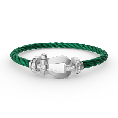 [Vicky]FORCE LARGE HORSESHOE HALF DIAMOND BRACELET SILVER