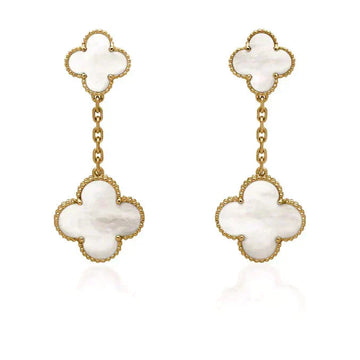 [Royal&Vicky]CLOVER 2 MOTIF WHITE MOP EARRINGS