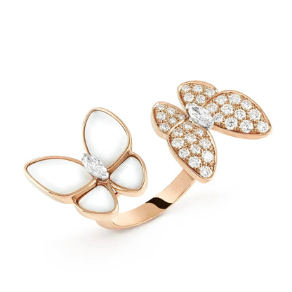 [Vicky]ZWILLINGS-SCHMETTERLINGS-DIAMANT-MOP-RING
