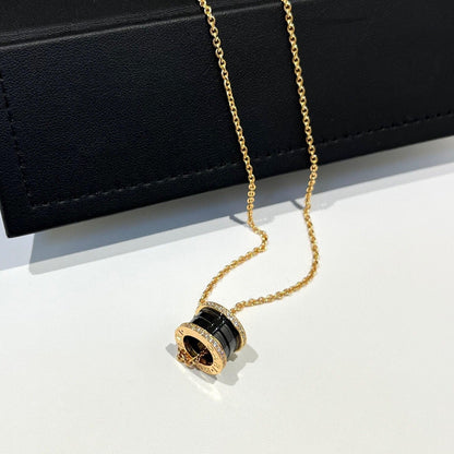 [Vicky]ZERO 1 BLACK CERAMIC DIAMOND PINK GOLD NECKLACE